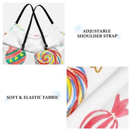 Aflyko Christmas Girls Halter Swimsuit Candy Cane Lollipop Gingerbread One Piece Beach Swimwear 3-10T3