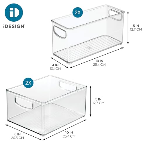 iDesign bac de rangement plastique recyclé transparent lot de 4 - 5