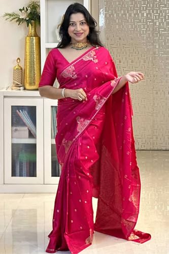 Image of SGF11 Women's Kanjivaram Soft Silk Saree With Blouse Piece