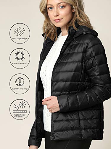 Lock and Love Women's Ultra Light Weight Packable Down Jacket with Removable Hoodie3