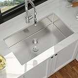 33 Inch Undermount Kitchen Sink - Funmier 33 x 19 Undermount Kitchen Sinks Stainless Steel 16 Gauge Single Bowl Under Mount Deep Basin Handmade with Offset Drainer