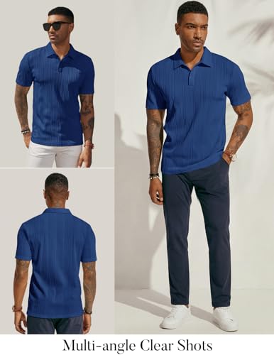 Image of PJ PAUL JONES Mens Polo Shirts Short Sleeve Textured Knit Polos