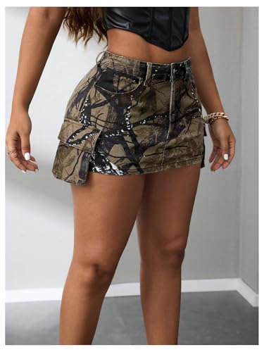 Floerns Women's Y2k Mini Skirt Low Waist Camouflage Street Bodycon Cargo Skirts2