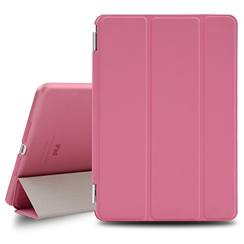 BESDATA Ultra Thin Magnetic Smart Cover [Wake/Sleep Function]& Translucent Back Case for Apple 1st Gen Generation iPad Mini + Screen Protector + Cleaning Cloth + Stylus (Pink)