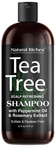 Natural Riches Tea Tree Shampoo - Special Tea Tree Oil Shampoo Fights Dandruff with Pure Tea Tree Oil for Dry Hair with Pure Lavender, Peppermint, Sulfate & Paraben Free - 16 fl oz