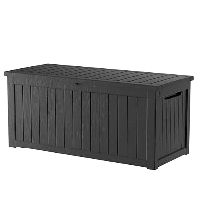 Decksplore 200 Gallon Outdoor Storage Box Patio Deck Box Waterproof, Resin Lockable Outside Large Storage Bin for Pool Cushion Furniture, Garden Tools UV-Resistant, Black