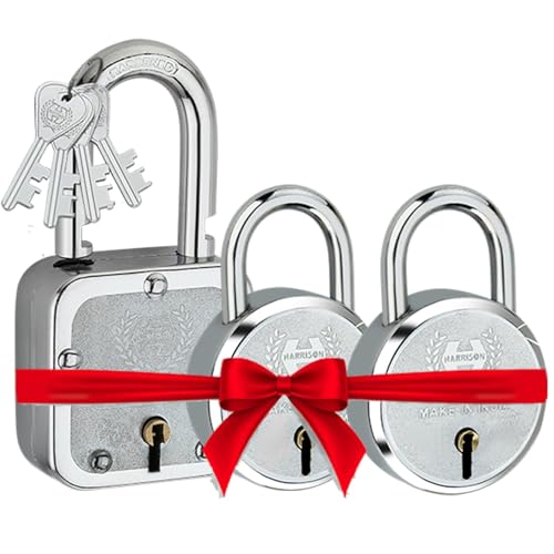 Image of Harrison Padlocks Buy 1 Get 2 Free / 1 Square Padlock 50mm T-27-0040 with 2 Round Padlock 40mm T-26LITE-0532 /padlocks, Locks for Home, Locks for Main door-0334