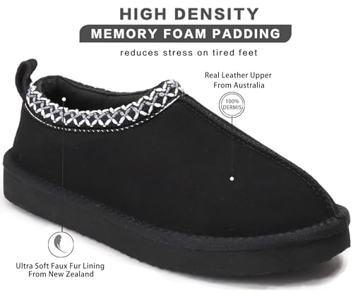 Slippers for Women Genuine Suede Water Resistant Women's Slippers with Memory Foam and Faux Fur Lining Comfy Slippers Gifts for Women Footwear2