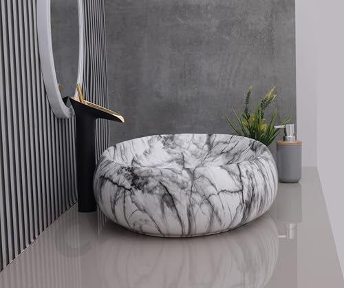 Image of CLUSTER Designer Glossy Ceramic Table Top Wash Basin For Bathroom | Countertop Bathroom Sink For Livingroom, Resturant Decor, Oval Shape (24 x 16 x 6 inch)