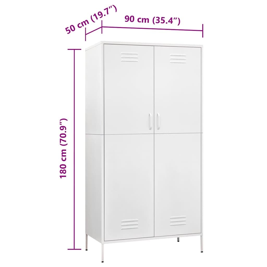 vidaXL Armario de Acero Blanco 90x50x180 cm