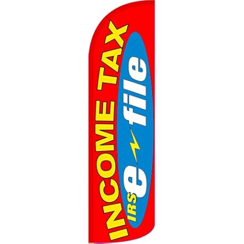 Vista Flags Income Tax e-file (Red/Yellow) Windless Polyknit Feather Flag (3 x 11.5 feet) Cover