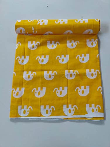 Image of Floral Printed Cotton Fabric Cloth Hand Block Print Fabric Women Material Running Jaipuri Hand Block Printed Women Dress Material Kurtis Natural 44 inch Inches Width 2.5 Meter (Pattern 19)