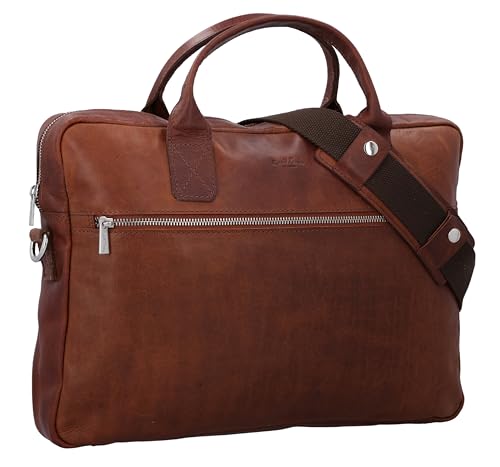 Gusti Leder Messenger Bag Elijah Herren & Damen Aktentasche aus Leder Laptoptasche 15 Zoll Arbeitstasche Umhängetasche Schultertasche Vintage Braun