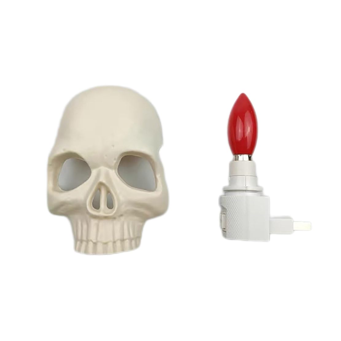 Ulalaza Human Skull Light New Halloween Handcrafted Skull Night Light for Home Room Decor Plug into Wall Decorative