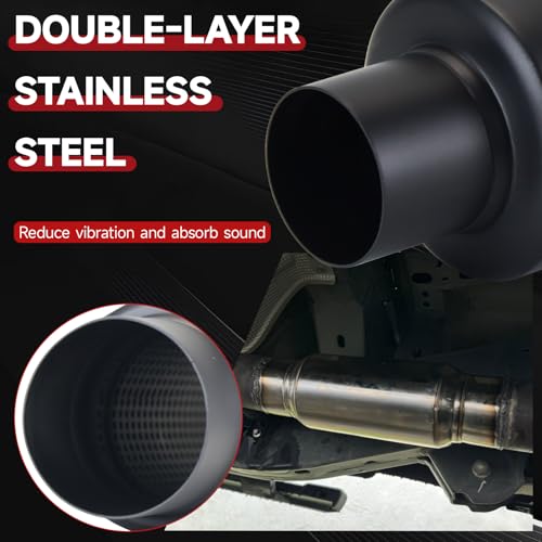 Image of LCGP 2.25 inch Inlet Universal Resonator Muffler, 2.25 inch Outlet 13.77 inch Overall Length Stainless Steel High Performance Muffler, Polished, Pass-Thru Design Black 2pack