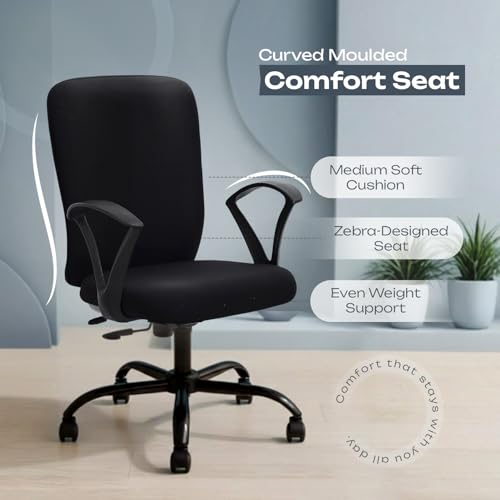Image of IAFA FURNITURE Mavro Office Chair, Mid Back Upholstery Ergonomic Home Office Desk Chair with Fixed Armrests & Spacious Cushioned Seat | Heavy Duty Metal Base (DIY) (Black)