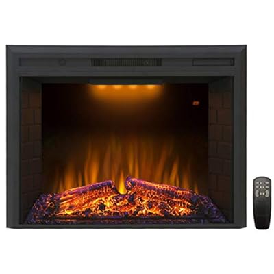 Valuxhome Electric Fireplace, 30 Inches Electric Fireplace Insert, Fireplace Heater with Overheating Protection, Fire Crackling Sound, Remote Control, 750/1500W, Black