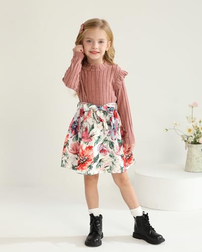 Toddler Girls Winter Long Sleeve Dresses Kids Fall Cute Clothes Little Girl Outfits for Size 4-7 Years2