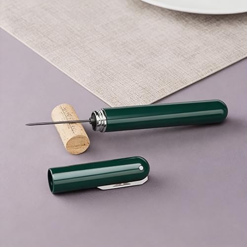 Image of IPEROT Portable Wine Bottle Opener, Air Pressure Wine Corkscrew with Foil Cutter, Lightweight Manual Cork Remover for Picnic, Travel, Camping and Home Bar, Green
