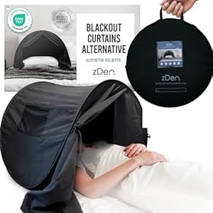 zDen Patented Design Original Premium Light Blocking Tent – Perfect Blackout Curtains Alternative – Drug-Free Sleep Aid, Sleep Mask Like Tool That Promotes Better Sleep for Night Shift, Dorm, Travel