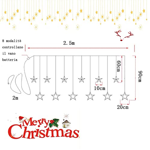 Catena Luminosa, 12 Stelle, 138 luci, Tenda luci