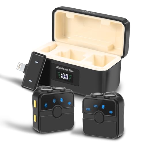 PULUZ ���C�����X���x���A�}�C�N iPhone/iPad�p (���C�g�j���O�|�[�g)�A�[�d�P�[�X�t�����C�N���b�v�~�j�}�C�N �m�C�Y�L�����Z�����O�A48khz�^��A�r�f�I�^��Vlog�p�N���b�v�I�����y���}�C�N