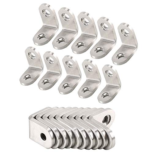 Pulluo 20pcs Angle Droit Support Inox Équerre Angle Droit 25x25mm Équerre de Fixation Argent pour Fixation les Bibliothèques Armoires Tables Chaises Cover