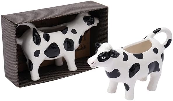 Large Cow Milk Jug | Breakfast Afternoon Tea | Holds 230ml | Kitchen Accessory | Black and White | Gift Boxed | Loft Range | GB05903