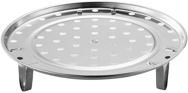 Estante de vapor de acero inoxidable de 9.5 pulgadas de diámetro con patas extraíbles, cesta de vapor para verduras para hornear al vapor