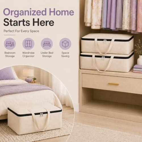 Image of Dustproof PVC Clothes Storage Bags | Foldable Saree & Suit Organizer with Zip | Transparent Wardrobe Organiser for Garments, Blankets, Sweaters (Canvas XXL)