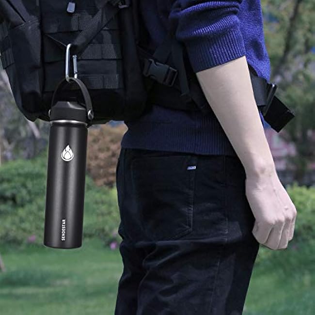 SENDESTAR 24 oz Stainless Steel Water Bottle with Straw Lid, Black