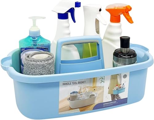 Large Cleaning Supplies Caddy with Handle, Plastic Storage Bucket...