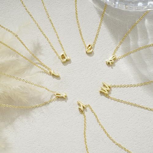 Initial Necklaces for Women Trendy, Dainty Gold Letter Necklace Tiny A-Z Pendant, 14K Gold Plated Cute Personlized Name Chain Gold Jewelry Necklace for Women Gift4