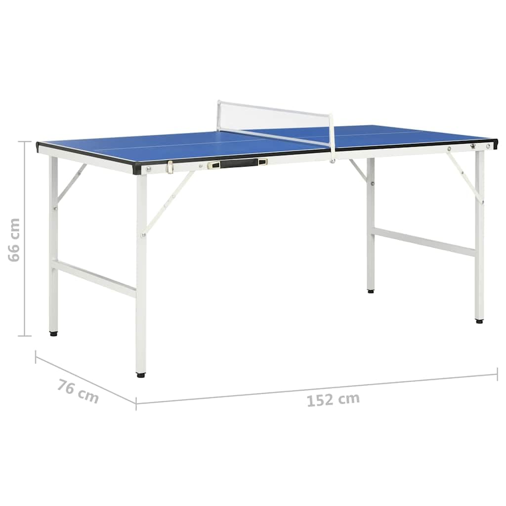 Mangloder - Tavolo da ping pong pieghevole con rete, 152 x 76 x 66 cm, blu, arrotolabile, livellamento gambe regolabile, per interni ed esterni, facile da trasportare, robusto, per tempo libero