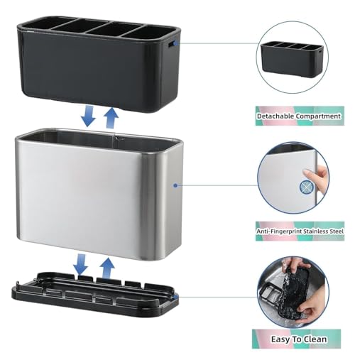 Image of Zapsol Spoon Stand for Kitchen Steel Cutlery Stand Spoon Organizer Cutlery Holder for Kitchen Countertop Forks Spatula Knives Holder Rustproof Durable Knife Stand