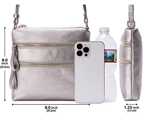Image of Solene Small Multi Zipper Pocket Crossbody Bag with Adjustable Strap, Lightweight Travel Purse, Daily Small Messenger Pouch