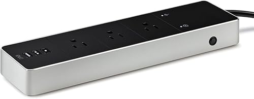 Eve Energy Strip - Smart Triple Outlet y medidor de potencia para Apple Home, horarios e interruptores integrados, protección contra sobretensiones,