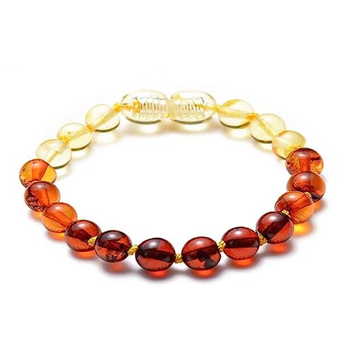 Bracelet Ambre véritable 6mm bijoux chakra en pierres naturelles pour elle et lui