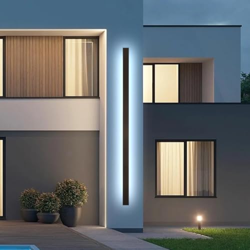 Image of AioTio Black Outdoor Wall Light,79inch Modern LED Exterior Light Fixtures Wall Mount,Waterproof Long Outdoor Linear Wall Sconce IP65 Waterproof,Outside Wall Lights for House,Porch,Patio