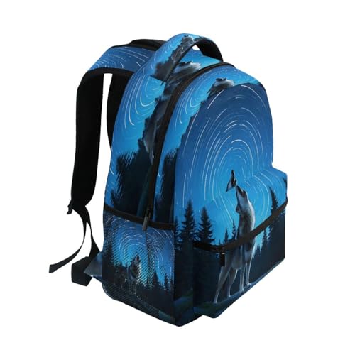 Wolf Starry Sky Howling Backpack for School Boys Girls Adults Kids Bookbag Laptop Bag 18L2