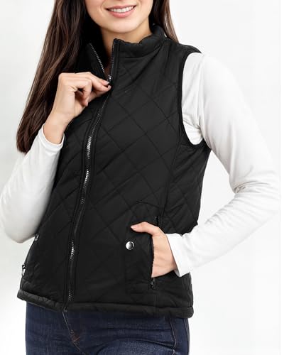 NY Threads Puffer Vest Women Slim Fit Lightweight Stand Collar Quilted Zip Puffer Vest3