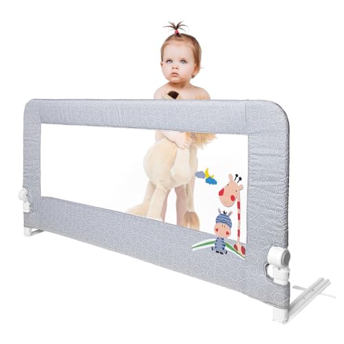 Interbaby Barrera Seguridad Niños Cama Abatible 150 cm | Barrera Cama Niños Entre 18 Meses y 5 Años | Barandilla Cama Niño de Fácil Instalación, Segura, Compatible con Camas Nido | Jirafa