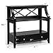 Giantex 3 Tier Console Table with a Large Drawer, Sofa Side Table with Storage Shelves, Entryway Hall Table Furniture, Display Rack Stand for Living Room Study, Easy Assembly (Black)