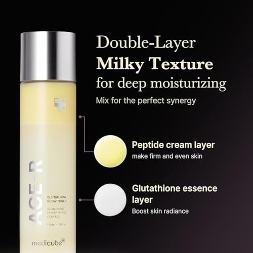 Image of Medicube Age-R Glutathione Glow Milky Toner, Double Layer Korean Skincare, Peptide Formula for Radiant Skin