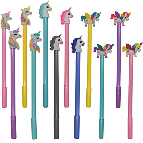 12 bolígrafos gel unicornio Maydahui negro pack miniatura 1