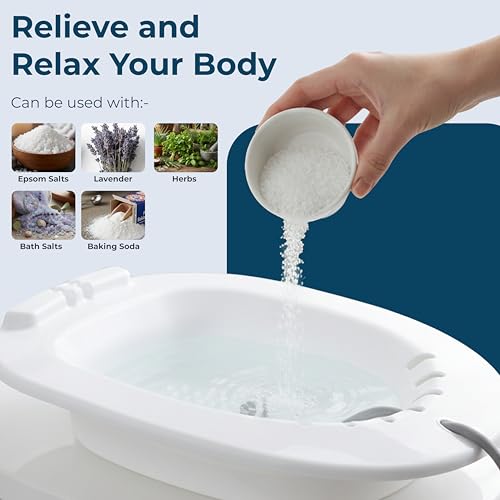 Image of THE HEAL COMPANY Sitz Bath Tub for Hemorrhoid, Piles, Fissure, After Delivery. Sitz Bath Tub for Adults. Hip Bath Tub for Western Toilet