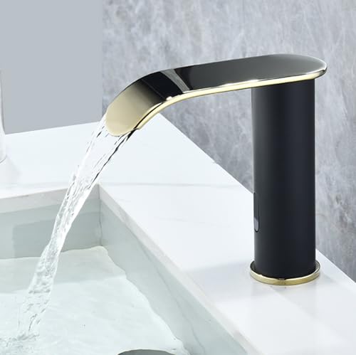 Mitigeur cascade infrarouge blanc et or fixe pour lavabo de salle de bain moderne