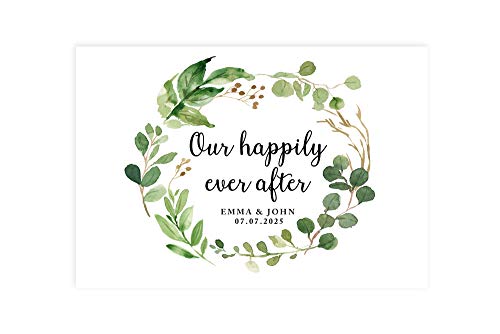 Andaz Press Custom Personalized Disposable Paper Placemats, 12 x 18 Inch, Set of 25, Our Happily Ever After, Tableware, Dining, Tabletop, Table Setting for Wedding, Bridal Shower