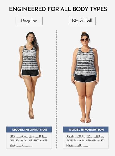 Image of Aleumdr Womens Athletic 3 Piece Tankini Swimsuits with Shorts Swim Tank Tops with Sports Bra and Boyshorts Bathing Suits