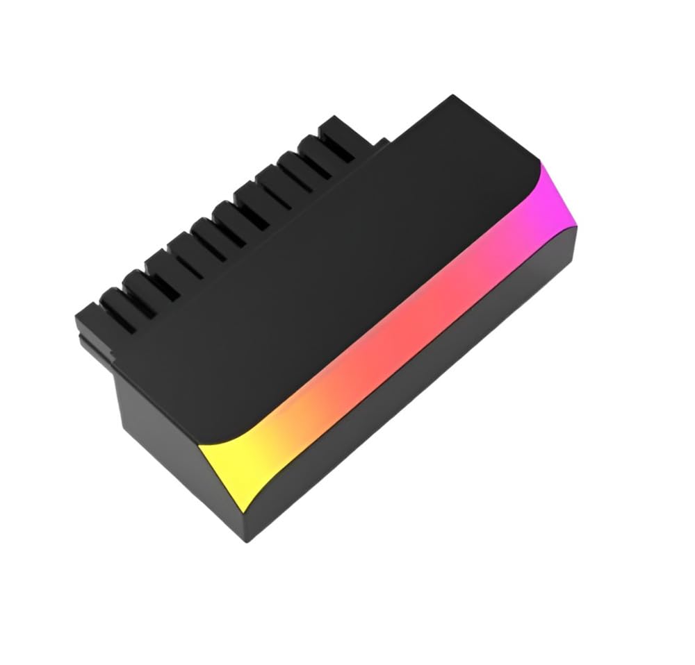 Karessories ATX 24Pin 90° Power Plug Adapter Colourful LED ARGB 5V for PC Computer Motherboard Power Supply
